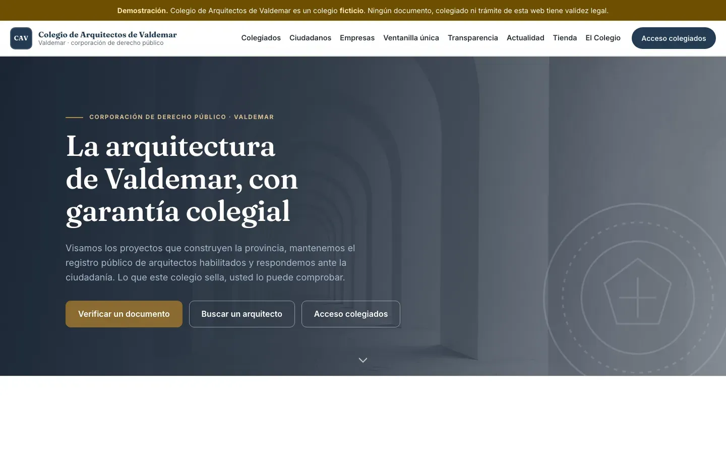 Portada de AI·Web para el colegio ficticio de Valdemar.